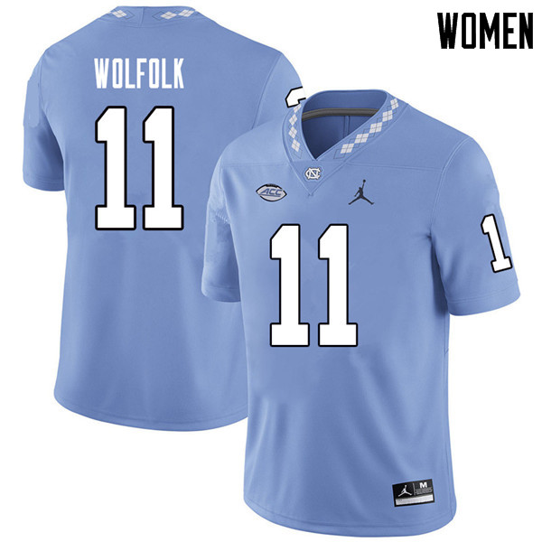 Jordan Brand Women #11 Myles Wolfolk North Carolina Tar Heels College Football Jerseys Sale-Carolina